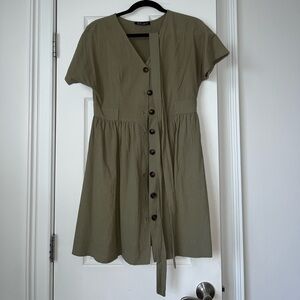 Olive Button-Down Women's Dress